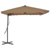 Outdoor Parasol with Steel Pole 98.4"x98.4" Taupe - Brown