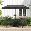 13 Feet Double-Sided Patio Twin Table Umbrella with Crank Handle - Gray