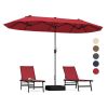 13 Feet Double-Sided Patio Twin Table Umbrella with Crank Handle - Wine