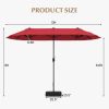 13 Feet Double-Sided Patio Twin Table Umbrella with Crank Handle - Wine