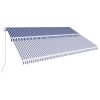 Manual Retractable Awning 196.9"x118.1" Blue and White - Blue
