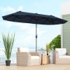 13 Feet Double-Sided Patio Twin Table Umbrella with Crank Handle - Navy