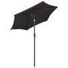 Parasol with LED Lights Black 78.7"x83.1" Aluminum - Black