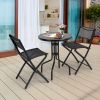 3 Pieces Folding Bistro Table Chairs Set for Indoor and Outdoor - Black