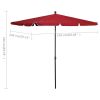 Garden Parasol with Pole 82.7"x55.1" Bordeaux Red - Red