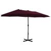 Outdoor Parasol with Aluminum Pole 181.1"x106.3" Bordeaux Red - Red