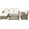Outdoor, Patio Furniture Sets, 4 Piece Conversation Set Wicker Ratten Sectional Sofa with Seat Cushions(Beige Brown) - Beige