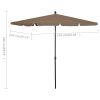 Garden Parasol with Pole 82.7"x55.1" Taupe - Taupe