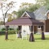 10ft x 13ft Patio Gazebo-Coffee-AS (Swiship-Ship) (Prohibited by WalMart) - As shown