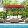 13 Feet Double-Sided Patio Twin Table Umbrella with Crank Handle - Wine