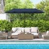 13 Feet Double-Sided Patio Twin Table Umbrella with Crank Handle - Navy