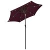 Parasol with LED Lights Bordeaux Red 78.7"x83.1" Aluminum - Red