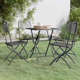 5 Piece Patio Dining Set Expanded Metal Mesh Anthracite (Color: Anthracite)