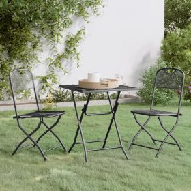 3 Piece Patio Dining Set Expanded Metal Mesh Anthracite (Color: Anthracite)