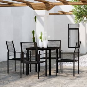5 Piece Patio Dining Set Black (Color: Black)