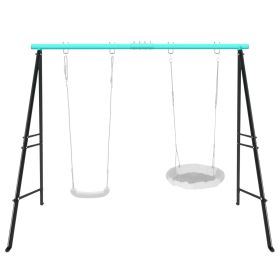 Porch Swing Frame 2 Seat, 440lbs Weight Capacity Swing Stand, Heavy Duty A-Frame Swing, Swing Stand Frame for Yoga Hammock Saucer Baby Porch Swing (Color: Green)