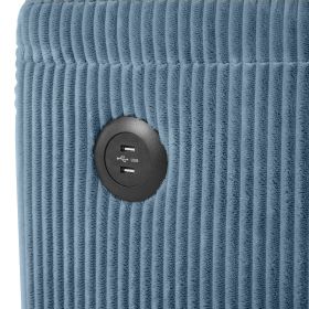 72.8" Corduroy Sleeper Sofa Loveseat Sofa with Full Size Mattress, Two USB Ports, Two Cup Holders, Two Side Pockets and a Phone Holder for Living Room (Color: as Pic)