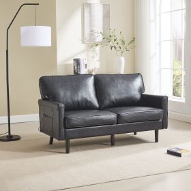 COOLMORE Loveseat Sofa, Mid Century Modern Love Seat, 2 Seater Sofa Couches for Living Room, Small Couch with USB & Removable Pillow Cover (Color: as Pic)